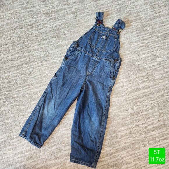 OshKosh B'gosh buffalo plaid lined denim overalls size 5T - Picture 1 of 10